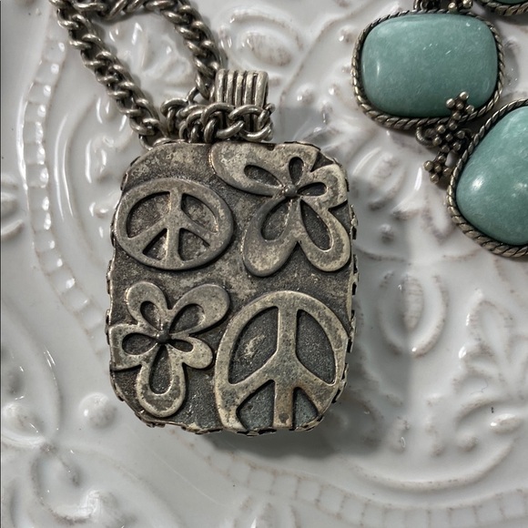 Lucky Brand Elegant Silver and Turquoise Jewelry Necklace Bracelet Set Vintage - Picture 9 of 12